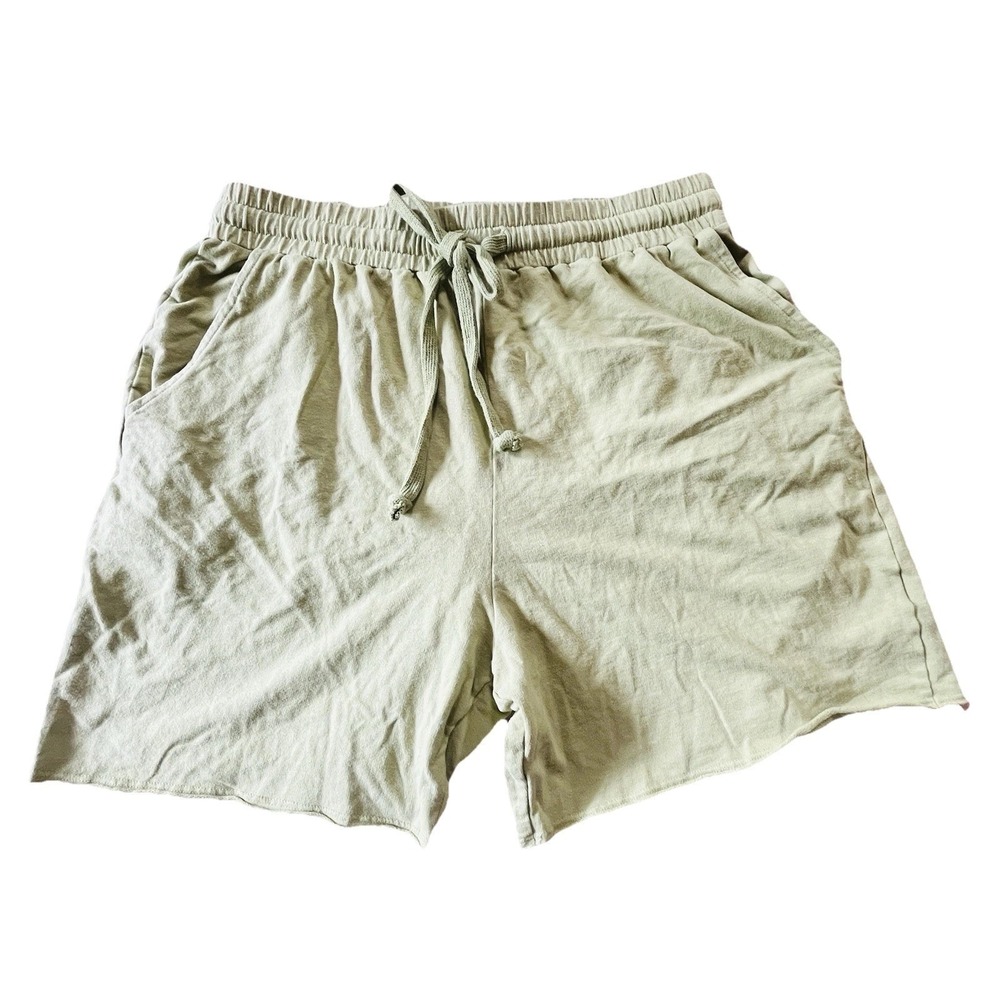 Anthropologie t.la Shorts Women Large Light Green Raw Hem Casual Loungewear